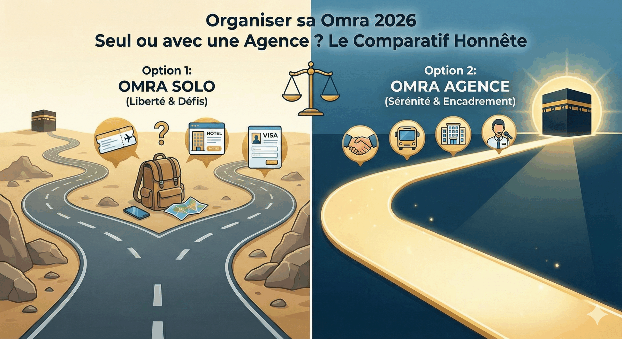 Organiser sa Omra 2026 Seul ou avec une Agence ? Le Comparatif Honnête 1 Omra 2026