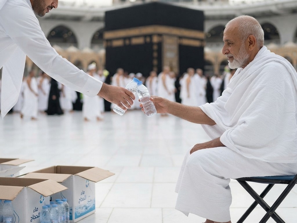 Distribution De Bouteilles D'eau A La Mecque
