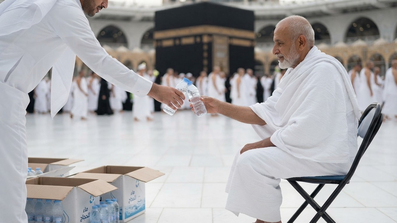 Distribution De Bouteilles D'Eau A La Mecque