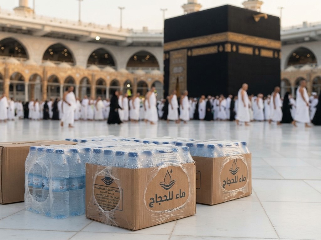 Distribution De Bouteilles D'Eau A La Mecque