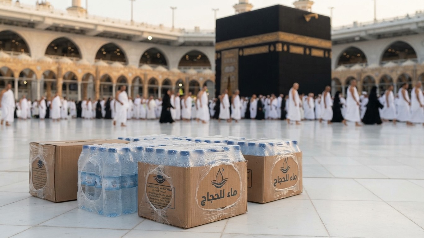 Distribution De Bouteilles D'Eau A La Mecque
